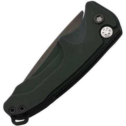 Medford Auto Smooth Criminal Button Knife Automatic Opening 3In S35VN Drop Point Blade OD Green Aluminum Handle by Medford