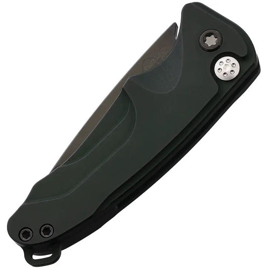 Medford Auto Smooth Criminal Button Knife Automatic Opening 3In S35VN Drop Point Blade OD Green Aluminum Handle by Medford