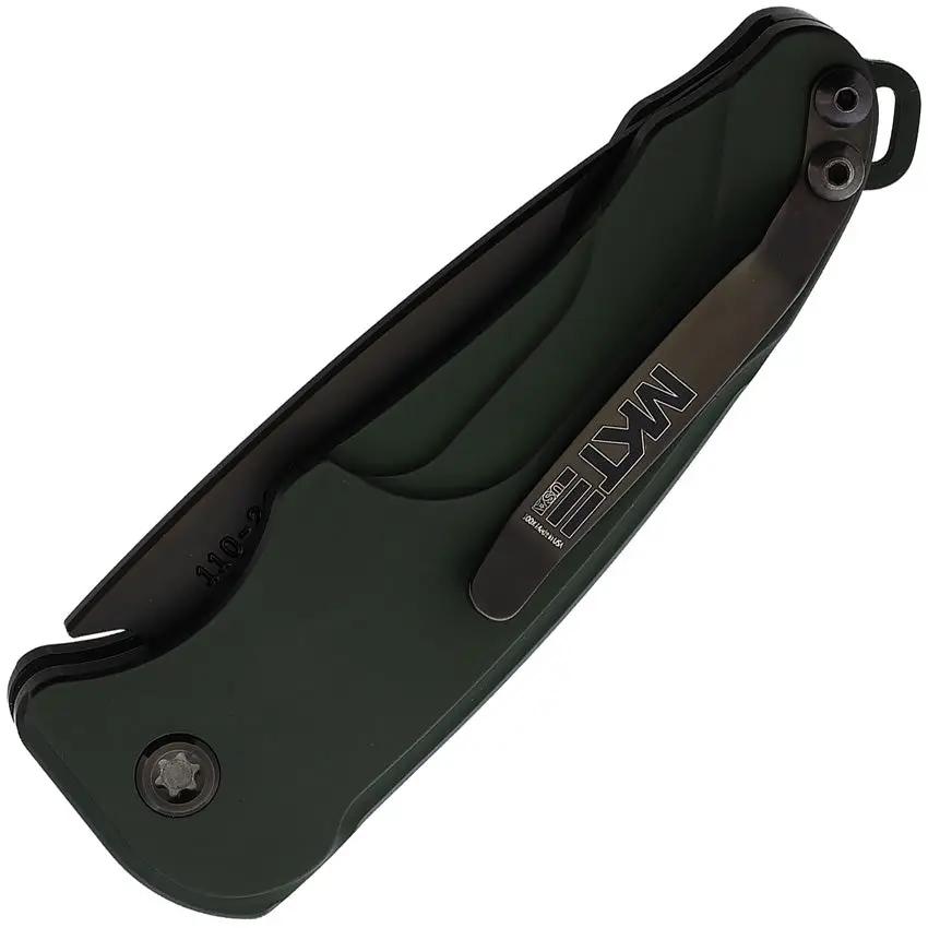 Medford Auto Smooth Criminal Button Knife Automatic Opening 3In S35VN Drop Point Blade OD Green Aluminum Handle by Medford