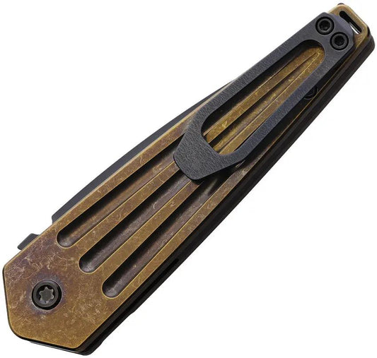 Medford Auto Nosferatu Button Lock Knife - Automatic Opening S45VN Blade Bronze PVD Titanium Handle by Medford