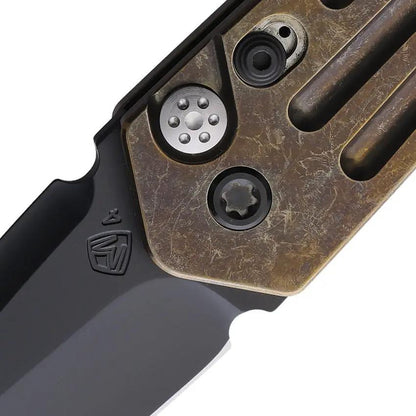 Medford Auto Nosferatu Button Lock Knife - Automatic Opening S45VN Blade Bronze PVD Titanium Handle by Medford