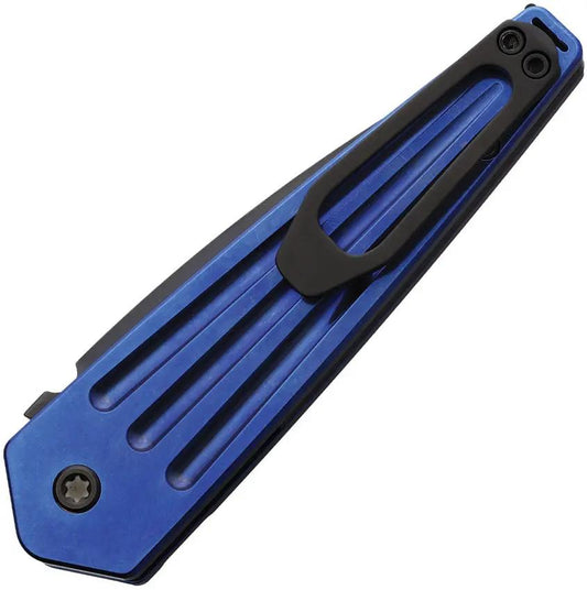 Medford Auto Nosferatu Button Lock Knife - Automatic Opening, S35VN Black DLC Blade, Blue Titanium Handle by Medford