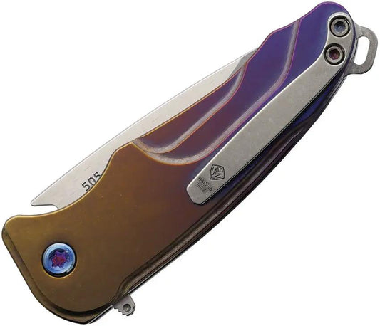 Medford Smooth Criminal Button Lock - S45VN Drop Point Blade With Bronze Violet Fade Titanium Handle by Medford
