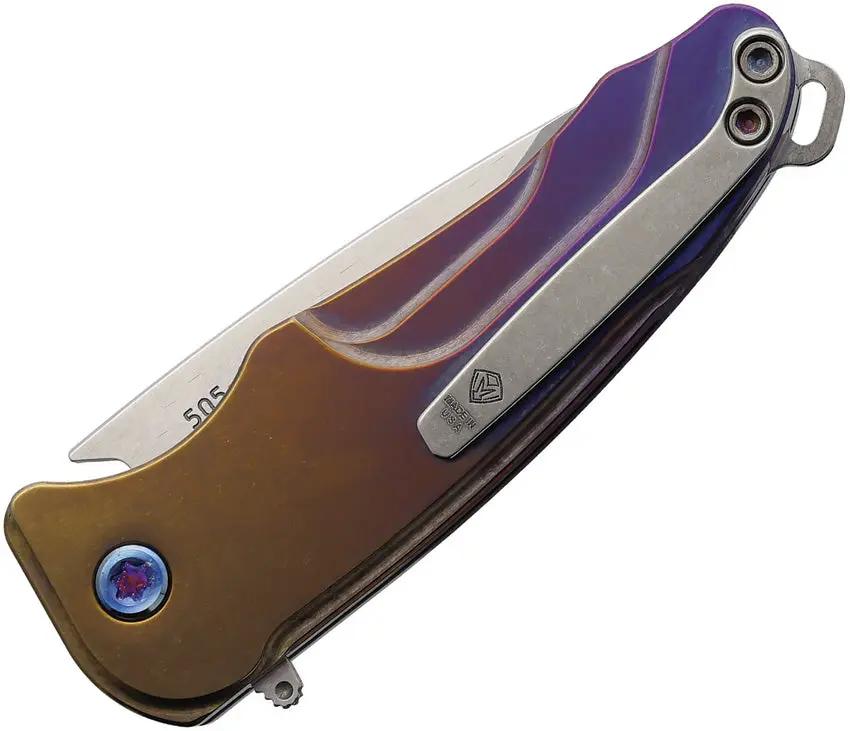 Medford Smooth Criminal Button Lock - S45VN Drop Point Blade With Bronze Violet Fade Titanium Handle by Medford