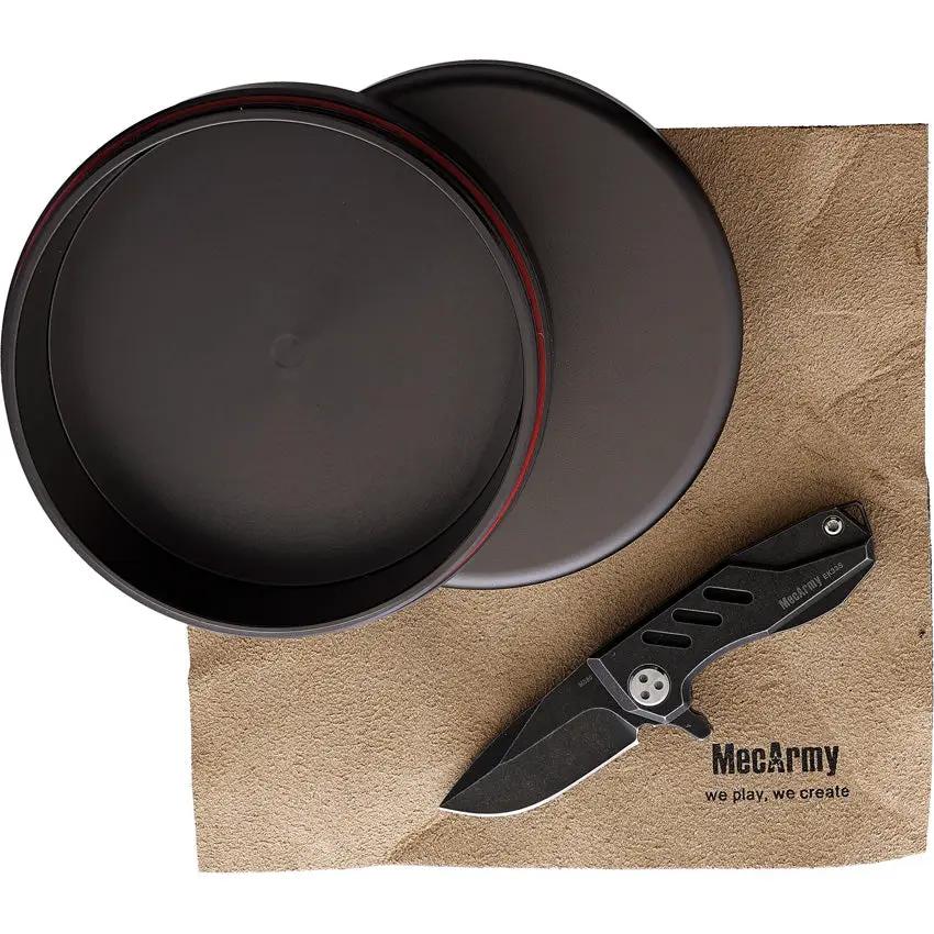 MecArmy Titanium Mini Linerlock EK33S Black PVD - Bohler M390 Blade, Black DLC Titanium Handle, Lanyard Hole by MecArmy