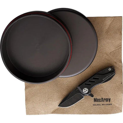 MecArmy Titanium Mini Linerlock EK33S Black PVD - Bohler M390 Blade, Black DLC Titanium Handle, Lanyard Hole by MecArmy