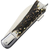 Mercury Hunting Lockback Stag MY 980-1DC - Stag Handle Mirror Finish Stainless Spear Point Blade by Mercury