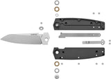 Mercury Logan Mini Linerlock - Satin Elmax Blade Black Aluminum Handle With Thumb Disk Pocket Clip by Mercury