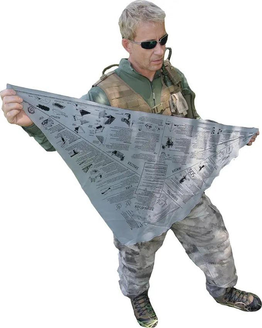 Survival Metrics Bandana Headwear - Printed Survival Guide For Navigation Fire Shelter Water Purification And Signaling by Survival Metrics