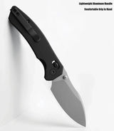 Miguron Knives Norsa Crossbar Lock - D2 Tool Steel Blade, Black PVD Aluminum Handle, Thumb Stud by Miguron Knives