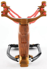 Mavik Gear Ballista 18 Slingshot AX-SLING-18 - Aluminum Construction With Golden Wood Handle And Wrist Brace by Mavik Gear