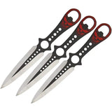 Black Ops Skull Thrower Set TK91220-80-3 - 3 8in Throwing Knives With Two Tone Black Matte Blades And Red Skull Handles by Miscellaneous