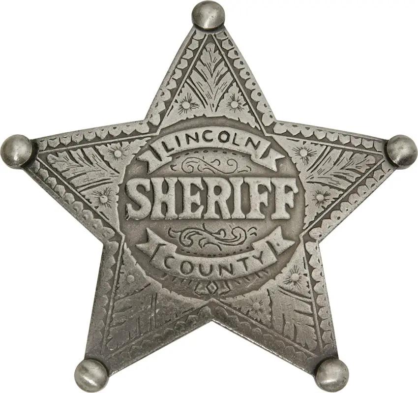 Badges Of The Old West Lincoln County Sheriff Badge MI3006 Silver Plated Brass Replica Boxed For Collectors by Badges Of The Old West