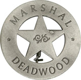 Authentic Old West Marshal Deadwood Badge Replica In Silver Plate Brass Boxed Museum Quality Collectors Edition MI3007 by Badges Of The Old West