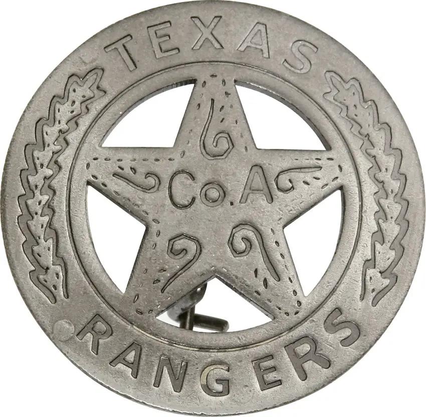 Texas Rangers Badge Replica By Badges Of The Old West Silver Plate Brass 1 5/8 Inch Boxed For Collectors by Badges Of The Old West