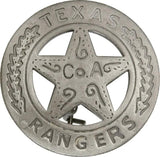 Texas Rangers Badge Replica By Badges Of The Old West Silver Plate Brass 1 5/8 Inch Boxed For Collectors by Badges Of The Old West