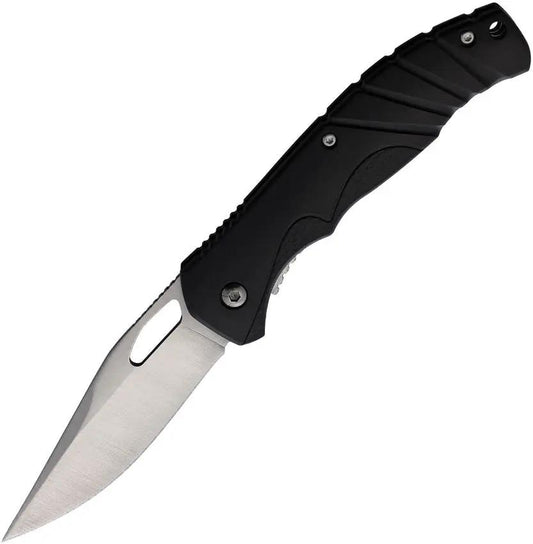 BZ Linerlock Knife Black Handle - Satin Clip Point Blade 3.25 Inch, 4.5 Inch Closed, Pocket Clip by Miscellaneous