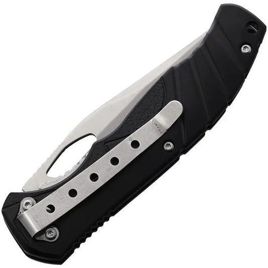 BZ Linerlock Knife Black Handle - Satin Clip Point Blade 3.25 Inch, 4.5 Inch Closed, Pocket Clip by Miscellaneous