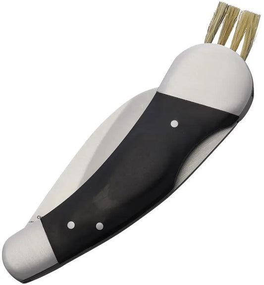 Mushroom Lockback Knife 5 Inch Closed - Satin Hawkbill Blade Stainless Bolsters Black Wood Handle by Miscellaneous