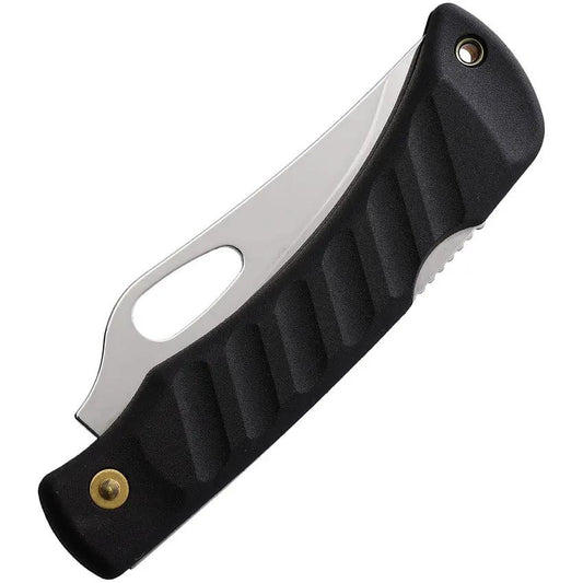 Mikov Crocodile Lockback Knife - Black Handle Mirror Finish 420 Stainless Clip Point Blade 4.75 Inch Closed by Mikov