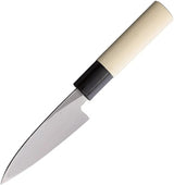 Mikihisa All Purpose Knife 90mm L032 - White Steel No 2 Tsuchime Finish With Natural Wood Handle by Mikihisa