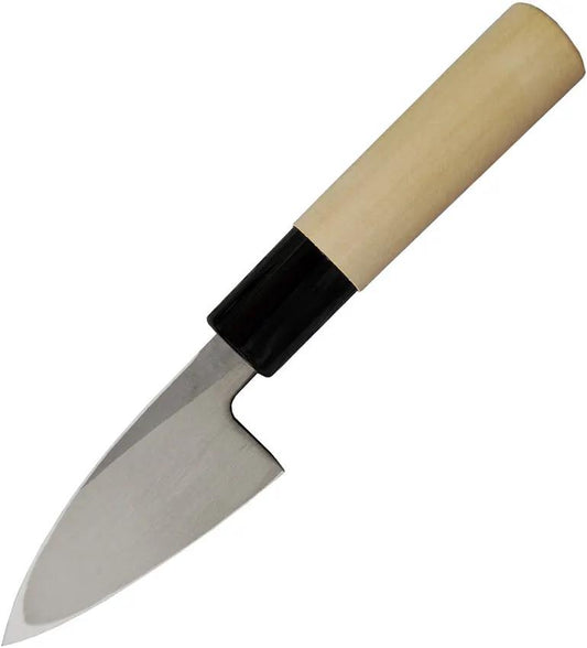 Mikihisa Deba Fixed Blade 75mm L039 - Tsuchime Finish White Steel Number 2 Blade With Poplar Wood Handle by Mikihisa