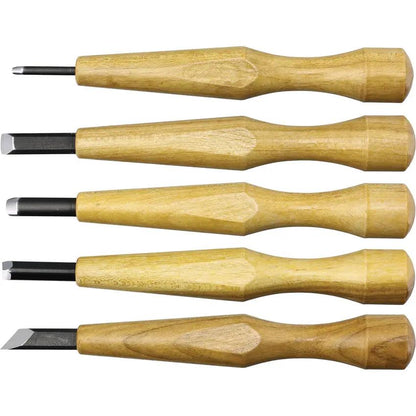 Mikihisa Power Grip Wood Chisel Set 5pc 800053 - Beech Wood Handles Hardside Case Included by Mikihisa
