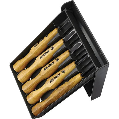 Mikihisa Power Grip Wood Chisel Set 5pc 800053 - Beech Wood Handles Hardside Case Included by Mikihisa