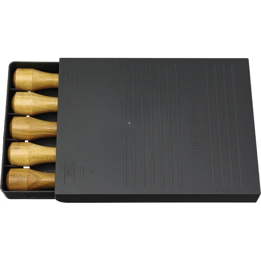 Mikihisa Power Grip Wood Chisel Set 5pc 800053 - Beech Wood Handles Hardside Case Included by Mikihisa