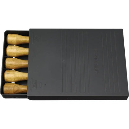 Mikihisa Power Grip Wood Chisel Set 5pc 800053 - Beech Wood Handles Hardside Case Included by Mikihisa