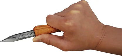 Mikihisa Mikikichan Carving Knife Ken L066 - Ken Style Blade With 6 Inch Overall Wood Handle Leather Sheath by Mikihisa