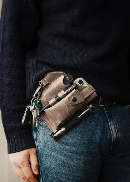 MKM Maniago Knife Makers Belt Organizer Gray - Knife Pocket Phone Pocket And 360 Degree Rotary Keychain by MKM-Maniago Knife Makers