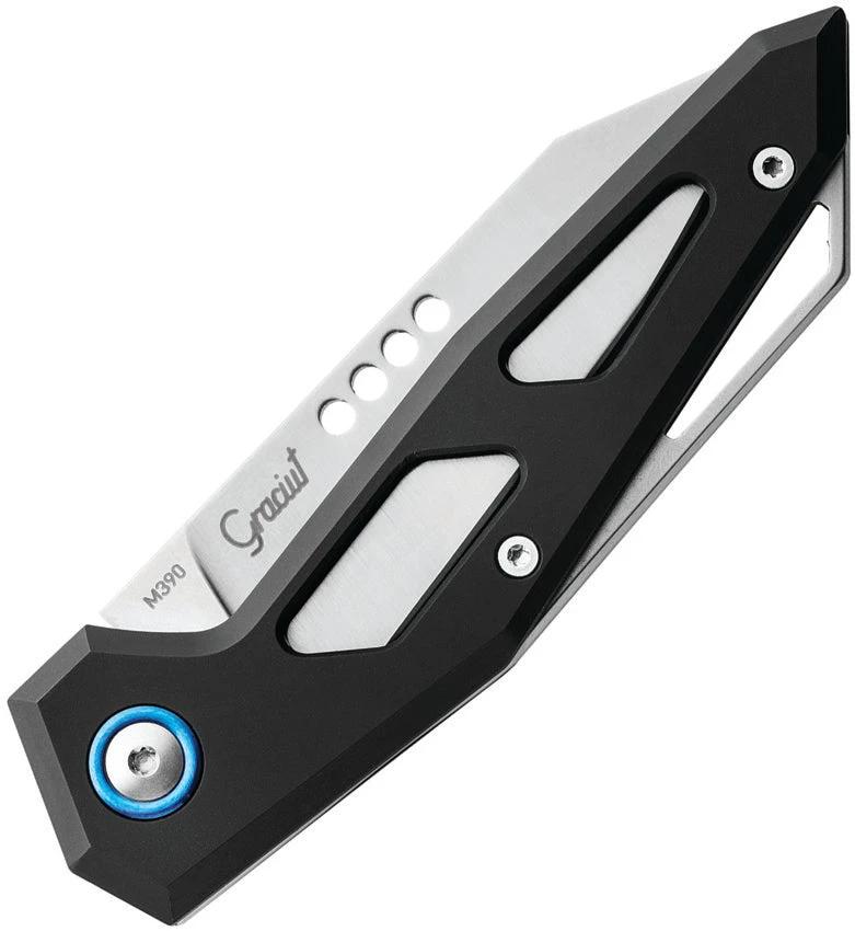 MKM Maniago Knife Makers Edge Folder EDC Knife With 3 Inch Satin Bohler M390 Blade Black Aluminum Handle by MKM-Maniago Knife Makers