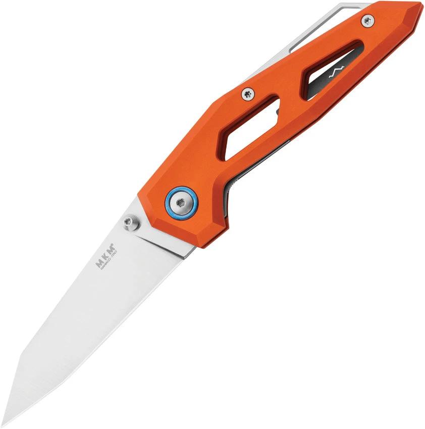 MKM Maniago Edge Linerlock Orange EDC Knife With 3 Inch Elmax Satin Blade Pocket Clip Thumb Stud Lanyard Hole by MKM-Maniago Knife Makers
