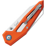 MKM Maniago Edge Linerlock Orange EDC Knife With 3 Inch Elmax Satin Blade Pocket Clip Thumb Stud Lanyard Hole by MKM-Maniago Knife Makers