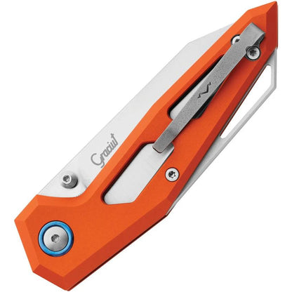 MKM Maniago Edge Linerlock Orange EDC Knife With 3 Inch Elmax Satin Blade Pocket Clip Thumb Stud Lanyard Hole by MKM-Maniago Knife Makers