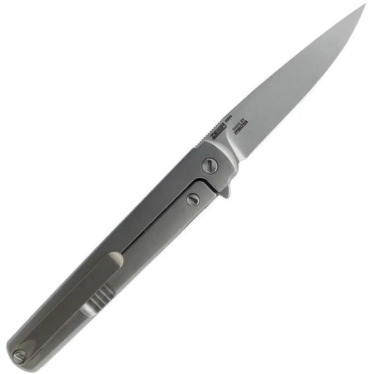 MKM Maniago Flame Framelock Knife - M390 Drop Point With Green Canvas Micarta, EDC Ready by MKM-Maniago Knife Makers