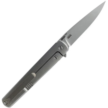 MKM Maniago Flame Framelock Knife - M390 Drop Point With Green Canvas Micarta, EDC Ready by MKM-Maniago Knife Makers