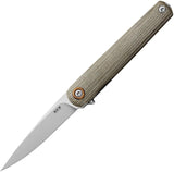 MKM Maniago Flame Light Linerlock Knife With Stonewash M390 Blade Green Micarta Handle For EDC by MKM-Maniago Knife Makers