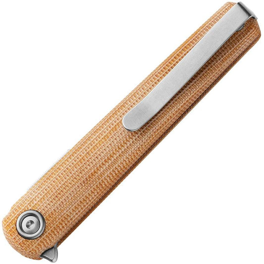 MKM Premium Flame Light Linerlock Knife 4in Closed M390 Drop Point Canvas Micarta Handle For EDC Enthusiasts by MKM-Maniago Knife Makers