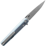 MKM Maniago Flame Framelock Knife Blue Titanium Handle Premium M390 Drop Point EDC Enthusiasts by MKM-Maniago Knife Makers