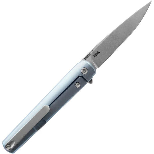 MKM Maniago Flame Framelock Knife Blue Titanium Handle Premium M390 Drop Point EDC Enthusiasts by MKM-Maniago Knife Makers