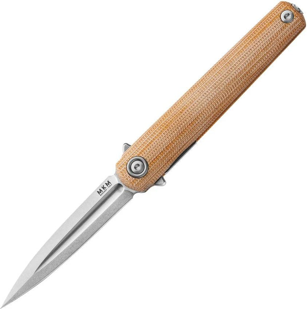 MKM Flame Light Linerlock Knife For EDC Enthusiasts With Premium M390 Blade And Natural Canvas Micarta Handle by MKM-Maniago Knife Makers
