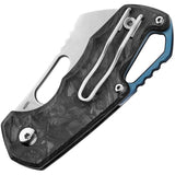 MKM Isonzo Linerlock Cleaver EDC Knife With Bohler M390 Blade Marbled Carbon Fiber Handle Extended Tang Pocket Clip by MKM-Maniago Knife Makers