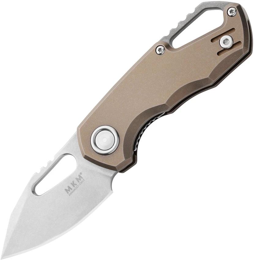 MKM Isonzo Linerlock Knife For EDC With Premium M390 Clip Point Blade And Bronze Titanium Handle by MKM-Maniago Knife Makers