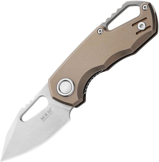 MKM Isonzo Linerlock Knife For EDC With Premium M390 Clip Point Blade And Bronze Titanium Handle by MKM-Maniago Knife Makers