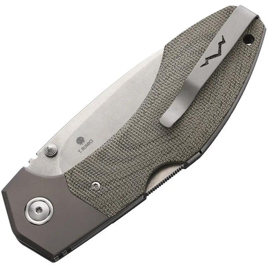 MKM Hero Lockback Knife Green Micarta Handle M390 Blade Titanium Bolsters - Premium EDC Knife for Precision by MKM-Maniago Knife Makers