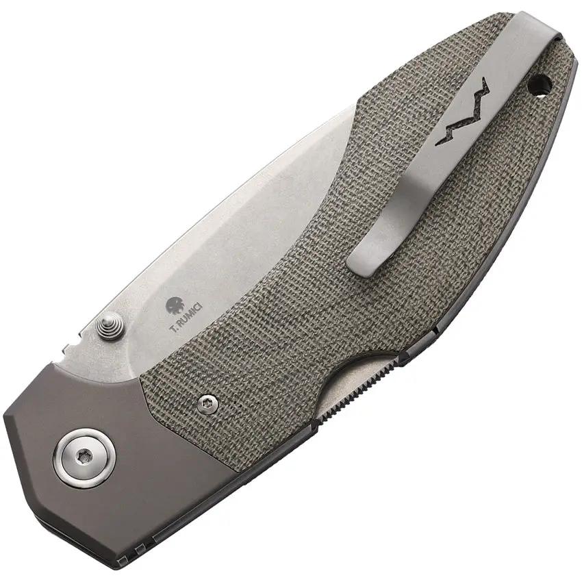 MKM Hero Lockback Knife Green Micarta Handle M390 Blade Titanium Bolsters - Premium EDC Knife for Precision by MKM-Maniago Knife Makers