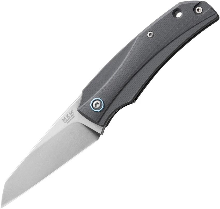 MKM Ice Linerlock Knife MagnaCut CPM 2.5in Sheepsfoot Blade Gray G10 Extended Tang EDC Stonewash Finish by MKM-Maniago Knife Makers