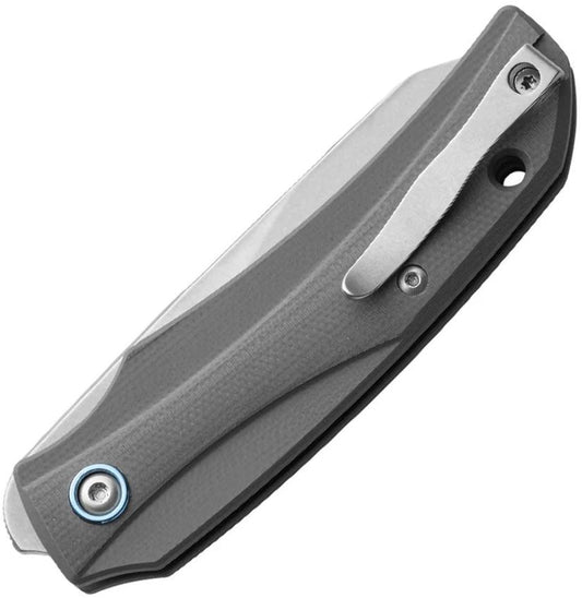 MKM Ice Linerlock Knife MagnaCut CPM 2.5in Sheepsfoot Blade Gray G10 Extended Tang EDC Stonewash Finish by MKM-Maniago Knife Makers